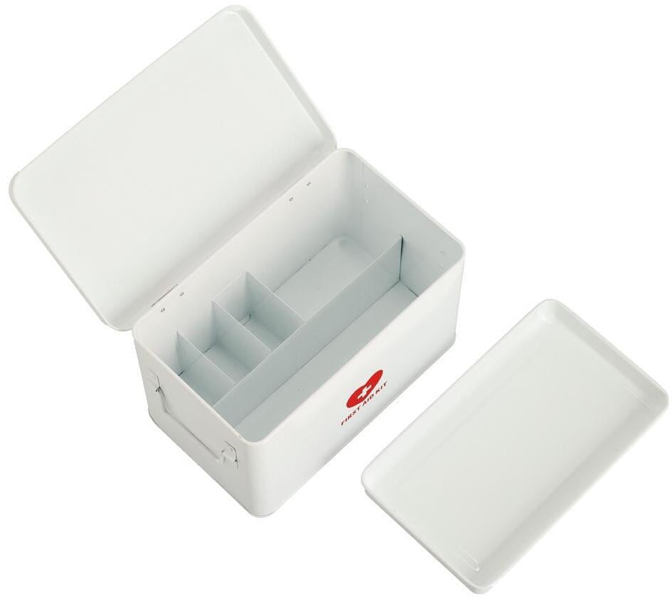 Medisinskrin i metall hvit med 2 nivåer 22x16x16 cm - Zeller detalj nærbilde