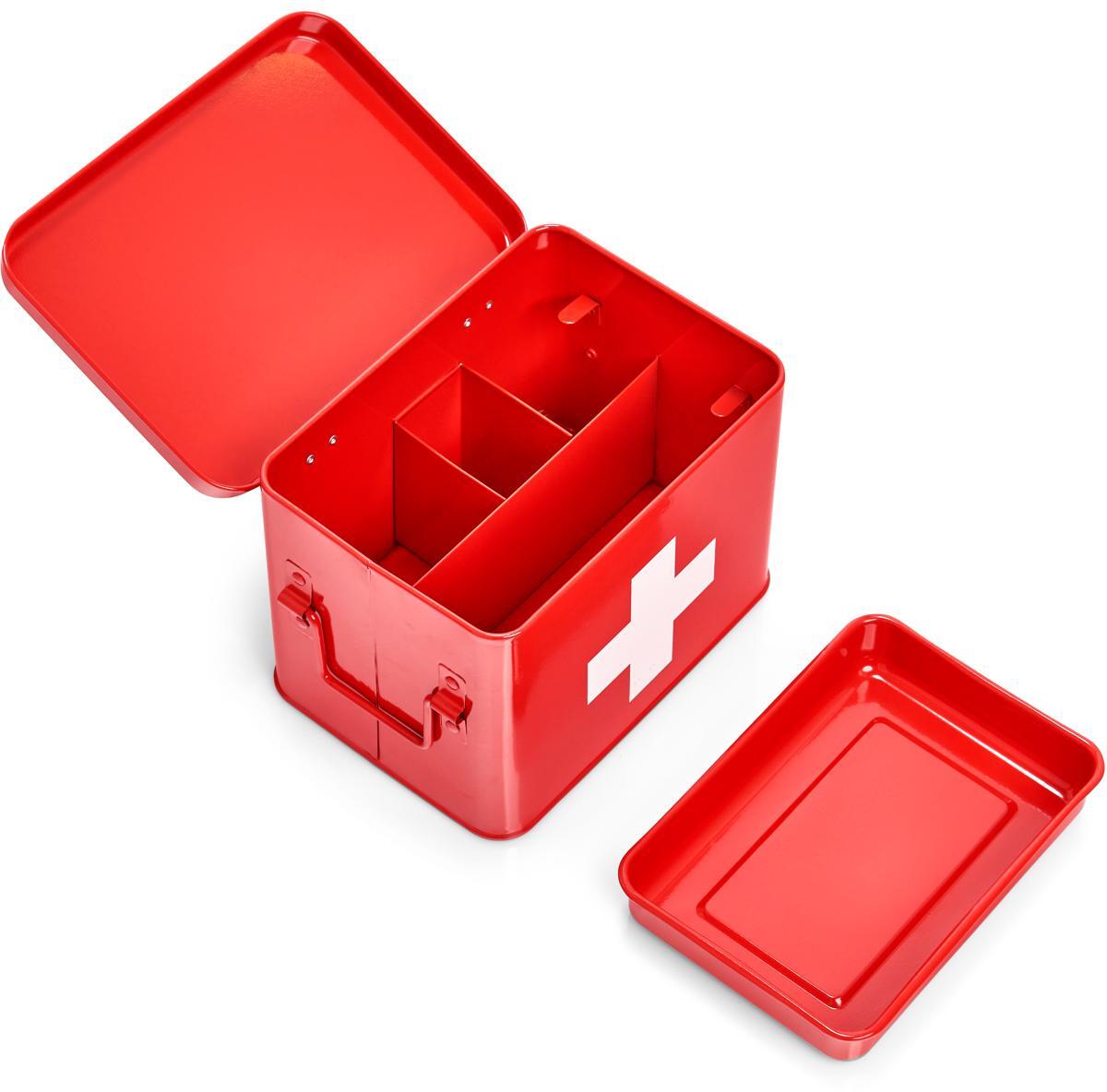 Medisinskrin i pulverlakkert metall med 4 rom 21,5x16x16 cm - Zeller montert og klar til bruk