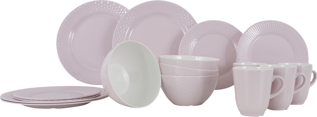 Melamin servicesett 16 deler pastellrosa Gimex forfra