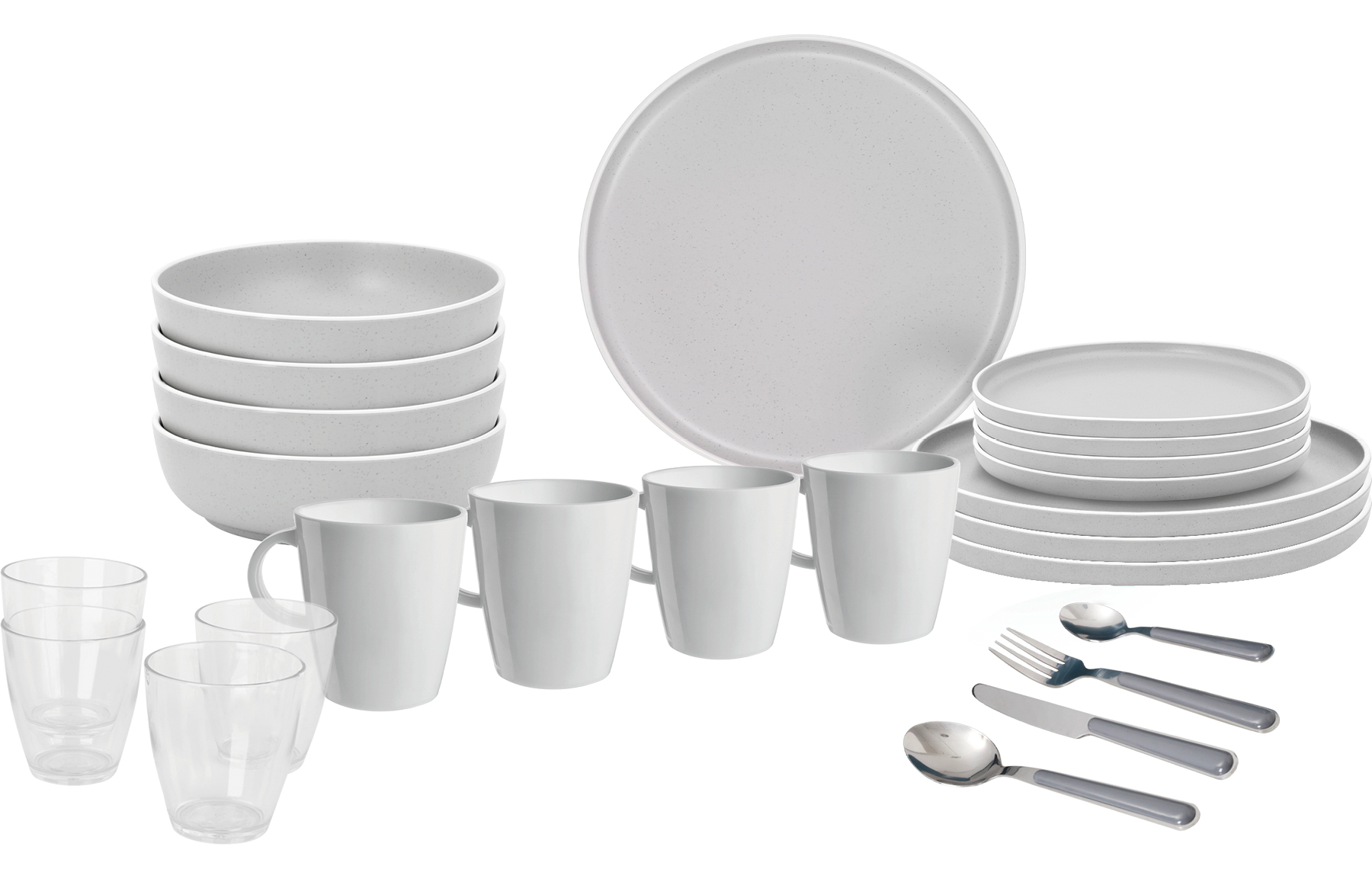 Melamin servicesett All Inclusive Dolomit 36 deler med boks - Brunner forfra
