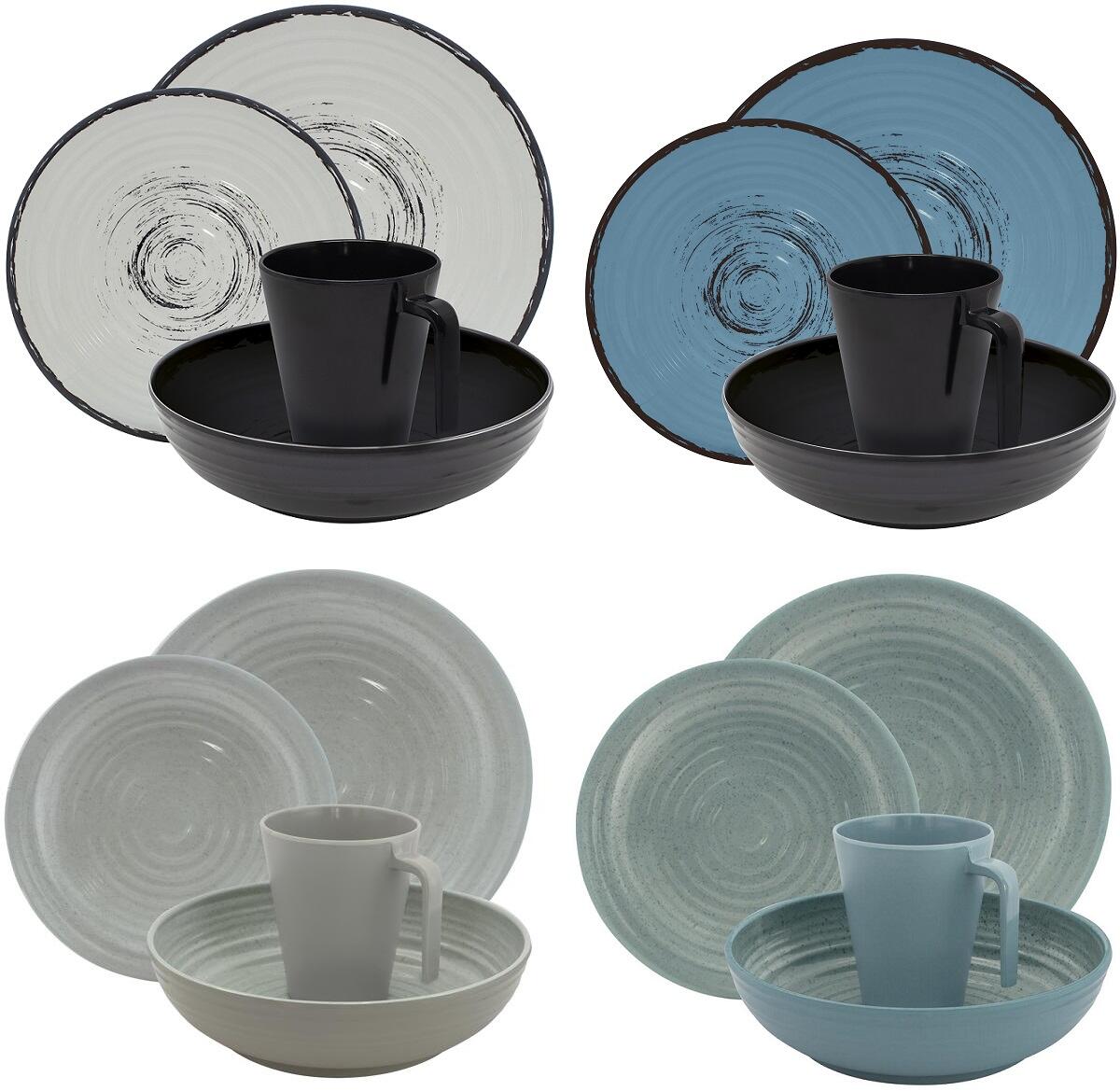 Melamin servicesett Anti-Slip 16 deler med sklisikker ring Eurotrail