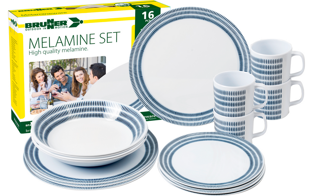 Melamin servicesett Bluebay 16 deler for 4 personer - Brunner bakside