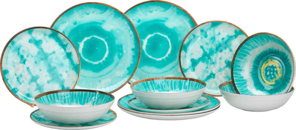 Melamin servicesett Boho Dream 12 deler for 4 personer forfra