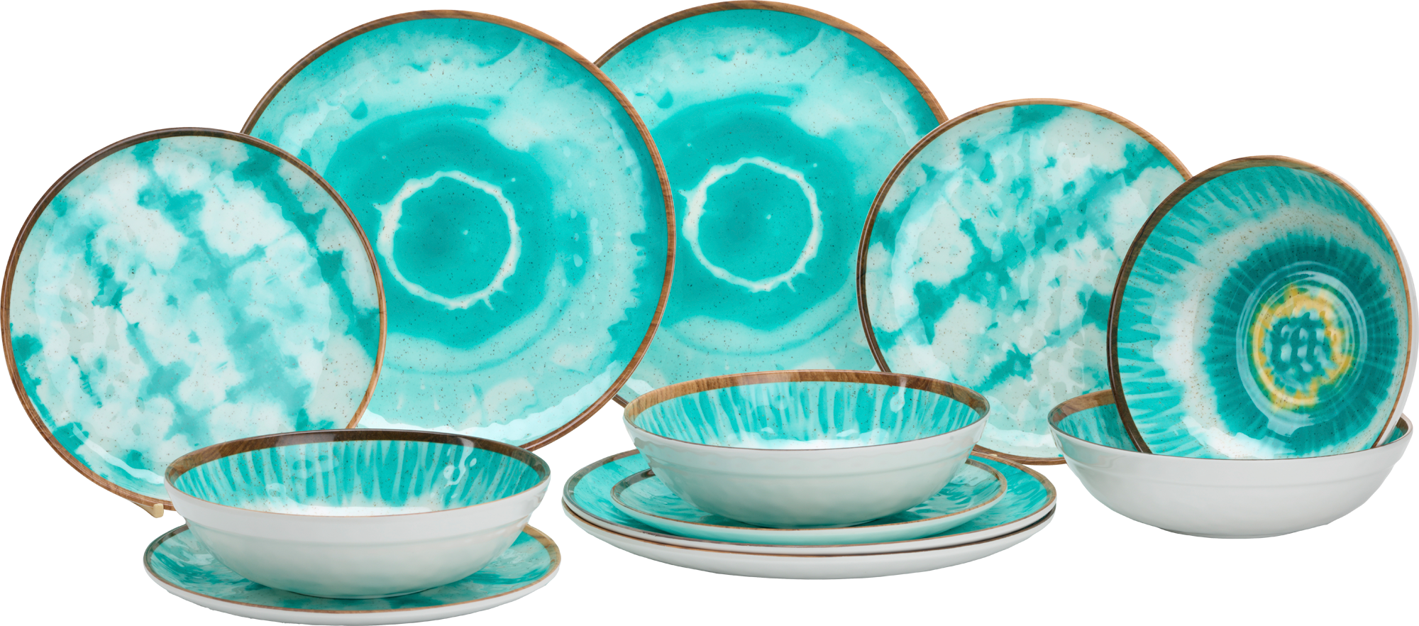 Melamin servicesett Boho Dream 12 deler for 4 personer forfra