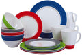 Melamin servicesett Burano 16 deler flerfarget sett for camping