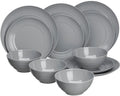 Melamin servicesett Cool Grey 12 deler for 4 personer Flamefield sett foran
