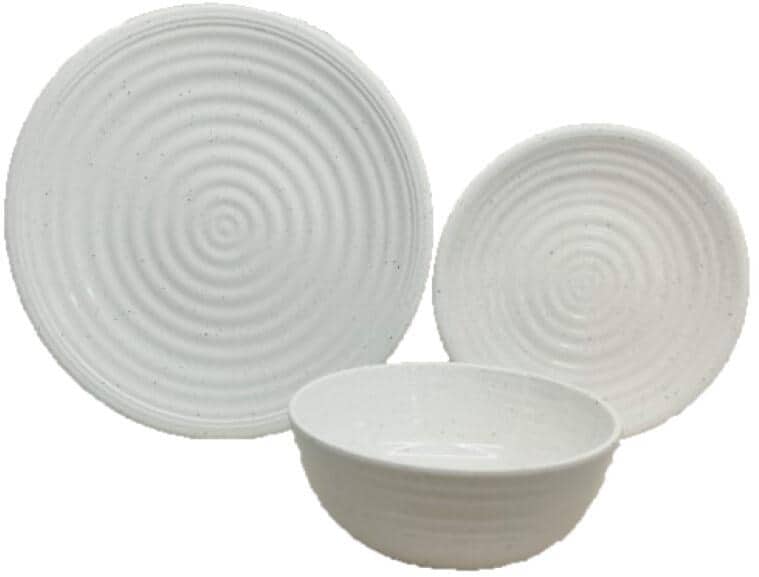 Melamin servicesett Granite Pearl 12 deler, crème forfra