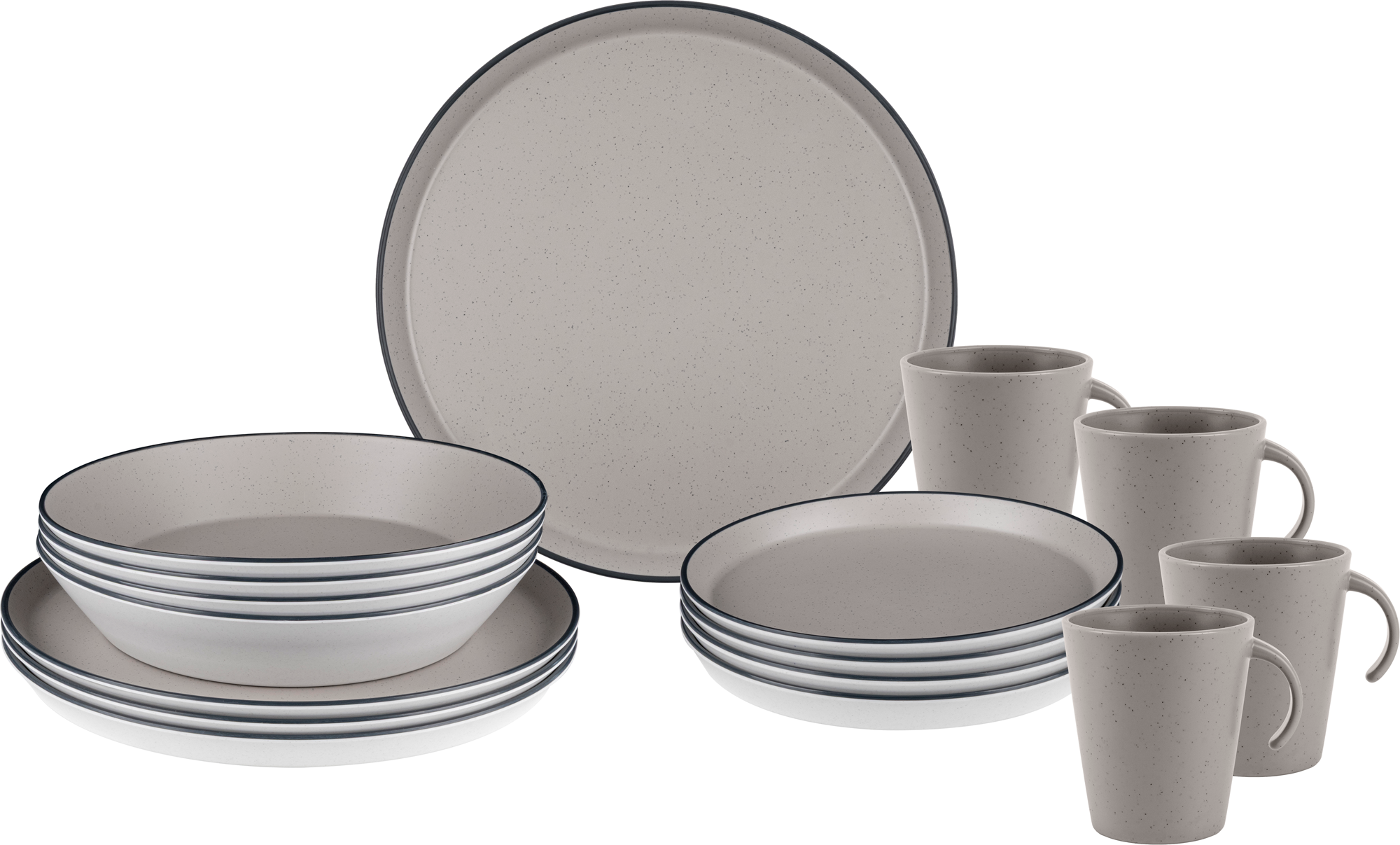 Melamin servicesett Iconic Compack 16 deler ekstra flat stablbar sett