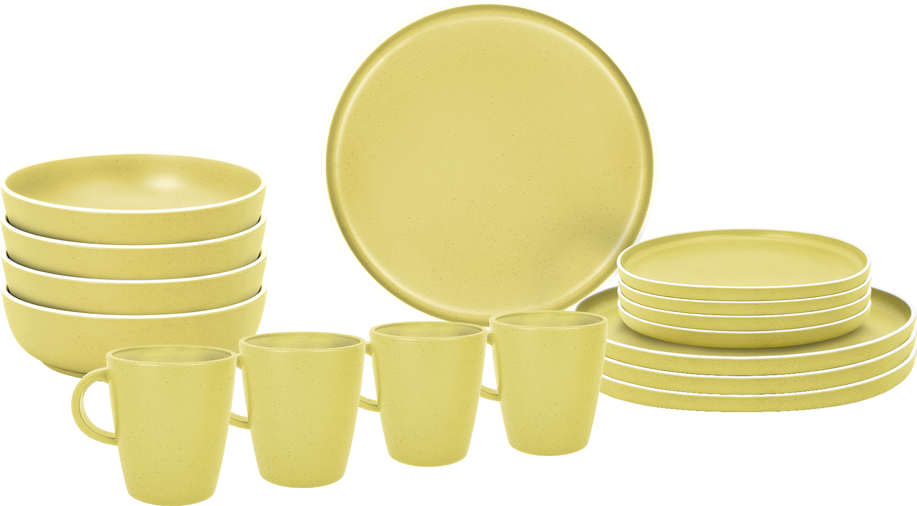 Melamin servicesett Lunch Box Dolomit Yellow sett for camping og utendørs bruk
