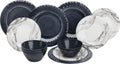 Melamin servicesett Marble 12 deler for 4 personer marmor sett forfra
