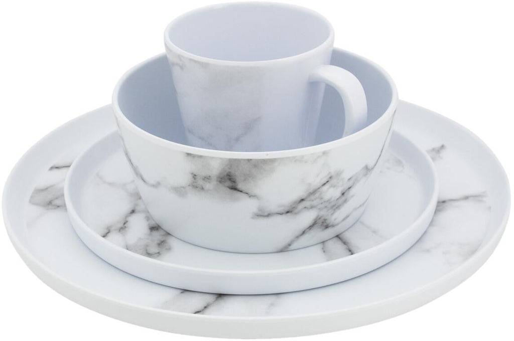 Bakside av Melamin servicesett Marble 16 deler Eurotrail