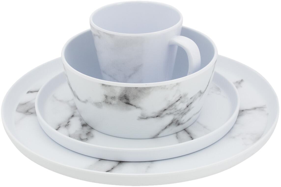 Bakside av Melamin servicesett Marble 16 deler Eurotrail