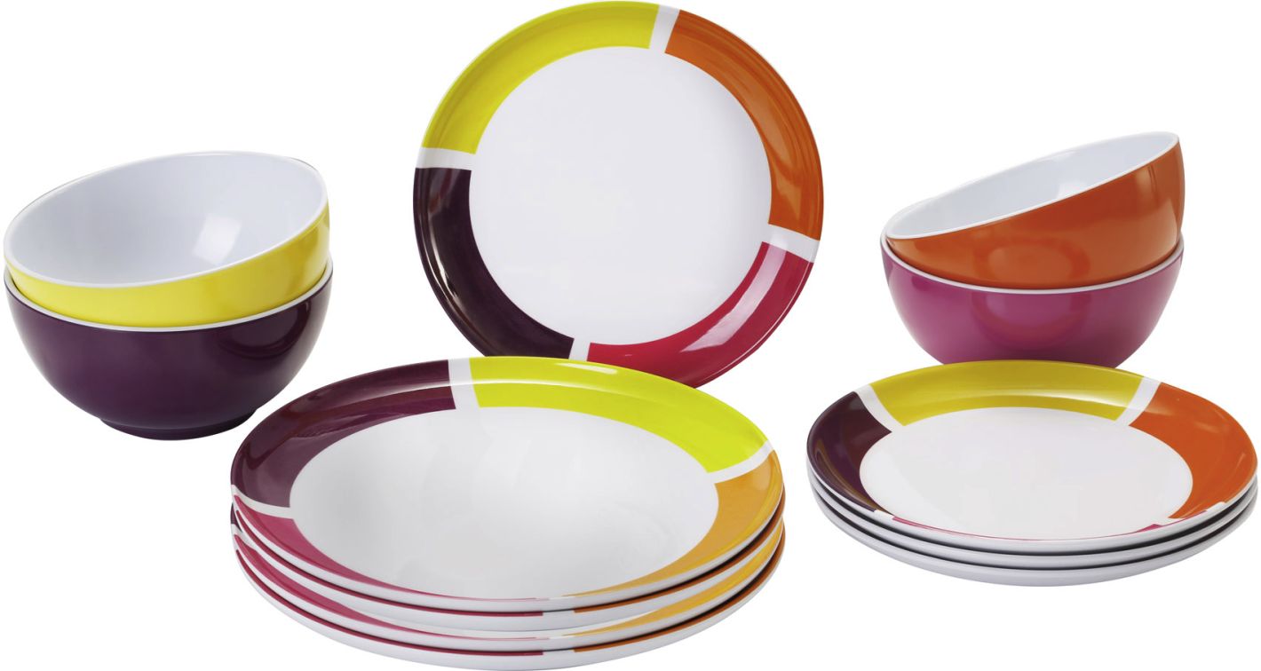 Melamin servicesett Midday 12 deler med antiskli Brunner for camping