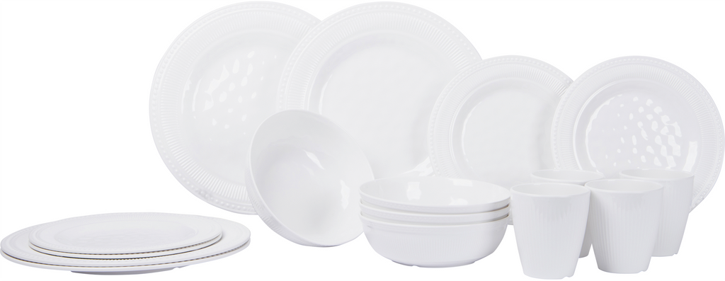 Melamin servicesett Royal Line 16 deler hvit 3 kg Gimex forfra