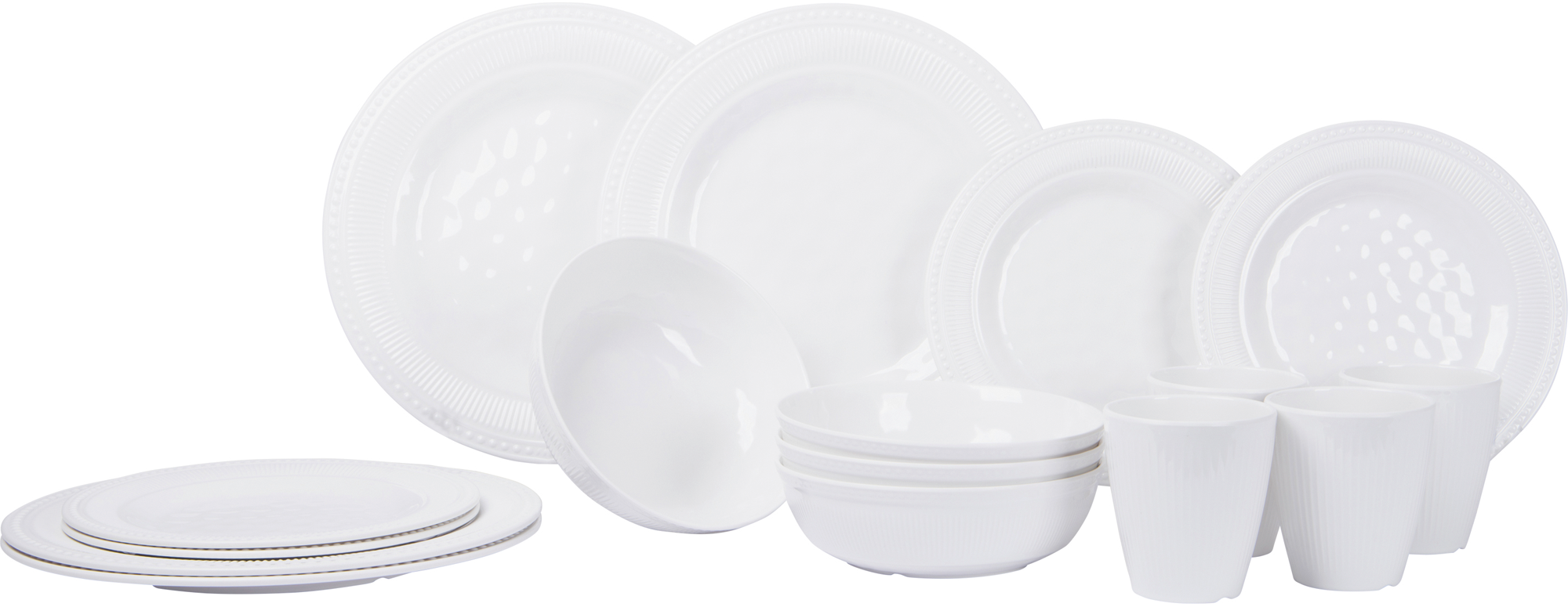 Melamin servicesett Royal Line 16 deler hvit 3 kg Gimex forfra