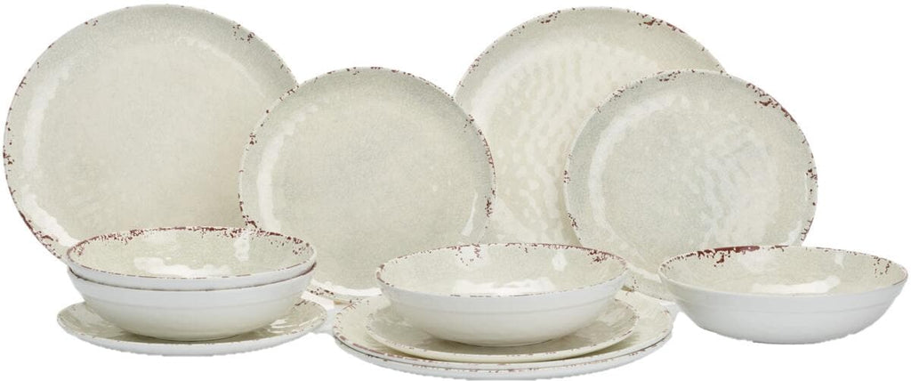 Melamin servicesett Rustic Pearl 12 deler, antiskli forfra