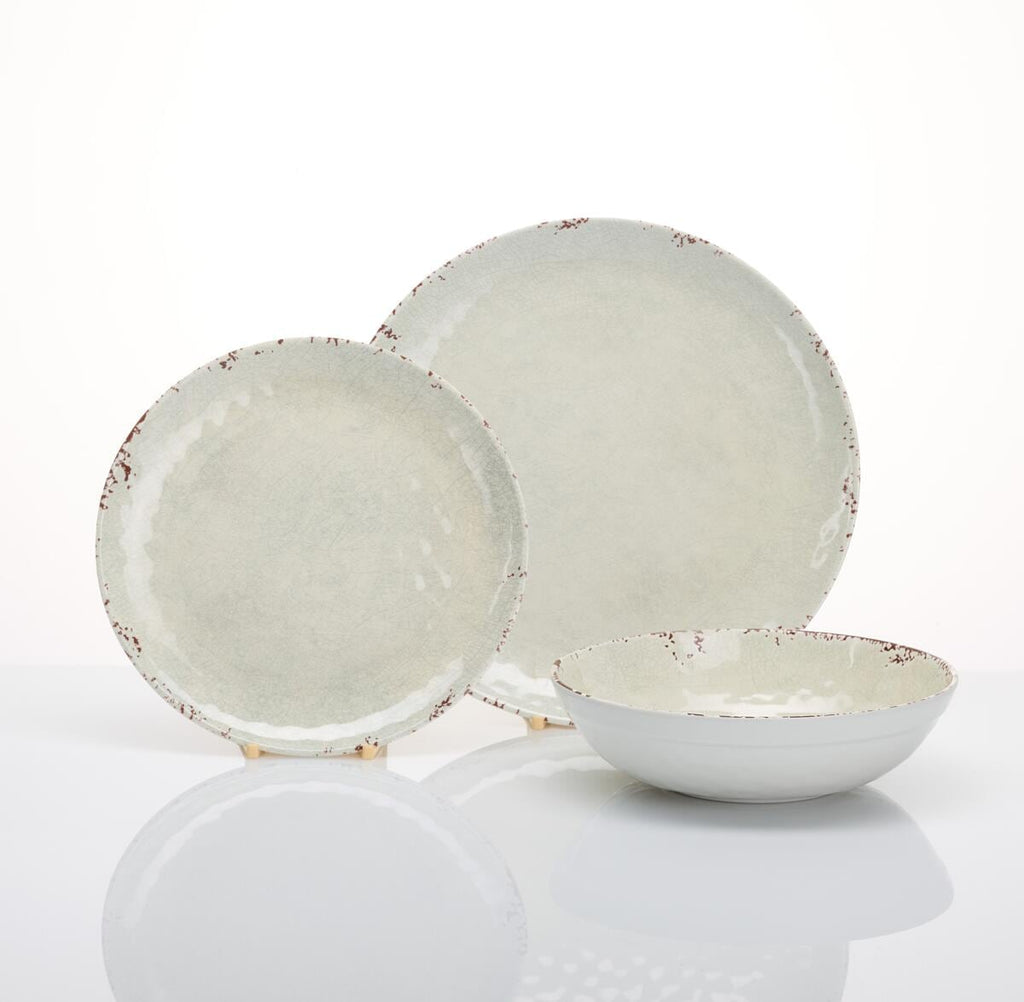 Melamin servicesett Rustic Pearl 12 deler, antiskli detalj med antiskli bunn