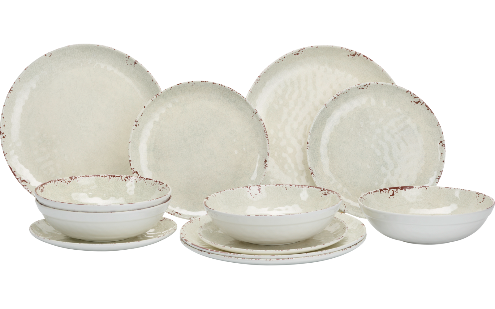 Melamin servicesett Rustic Pearl 12 deler sklifast stablet