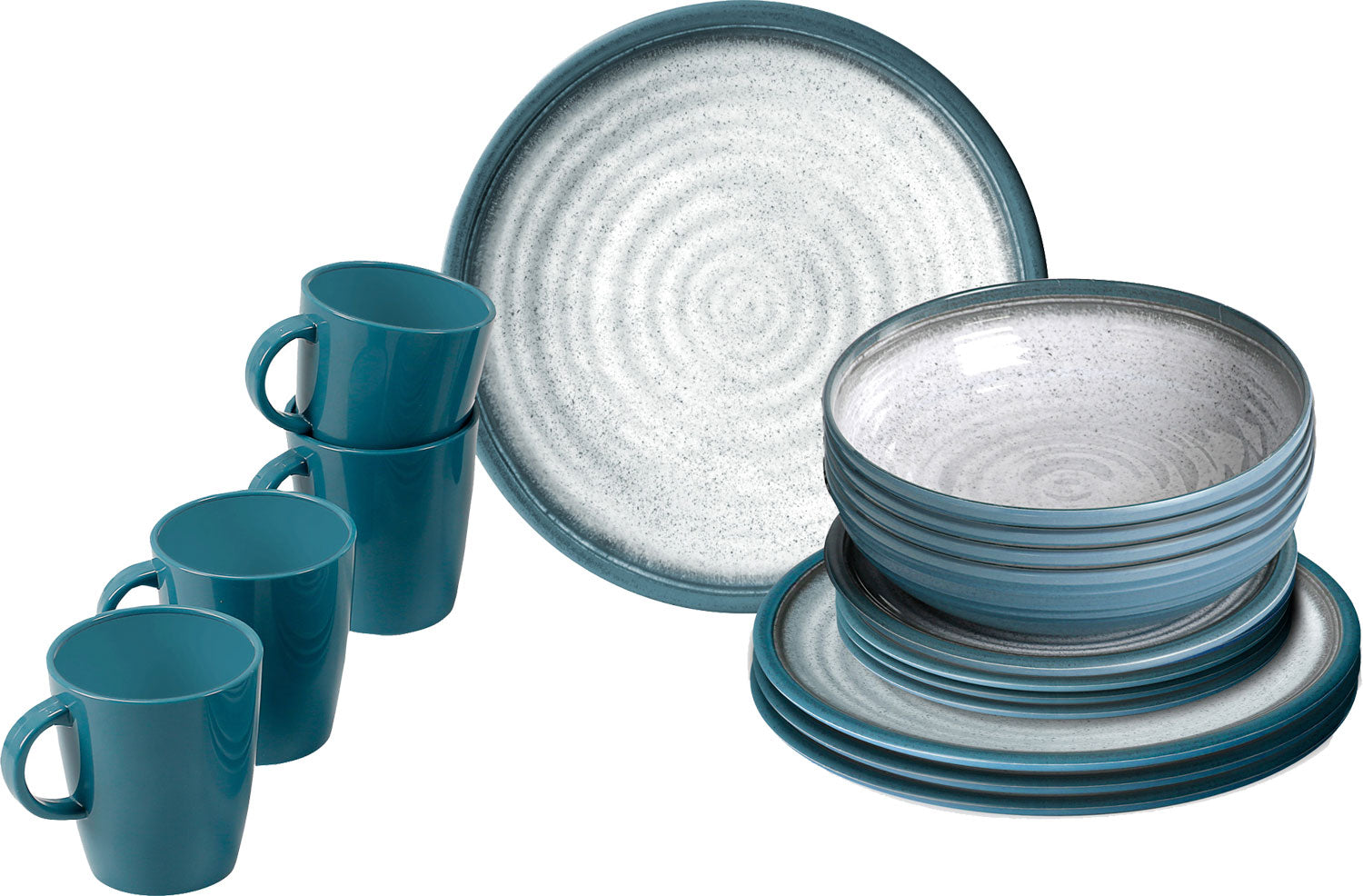 Melamin servicesett Tuscany Lunch Box 16 deler for 4 personer fra Brunner sett forfra