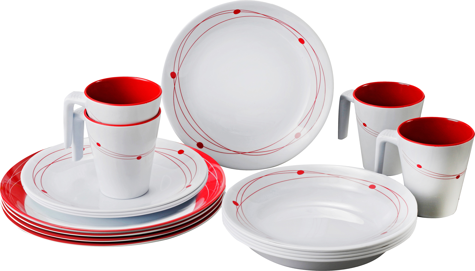 Melamin servise-sett Cosmic 16-deler antiskli BPA-fri fra Brunner