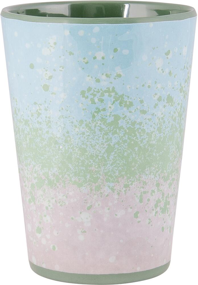 Melaminkopp Halo 4-pk 400 ml blå/grønn på campingbord