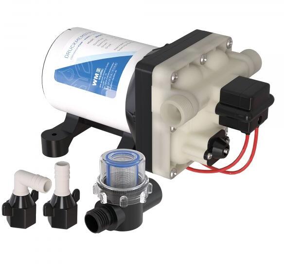 Membranpumpe 12V 11,6 l min med bypass-regulering for bobil fra WM Aquatec