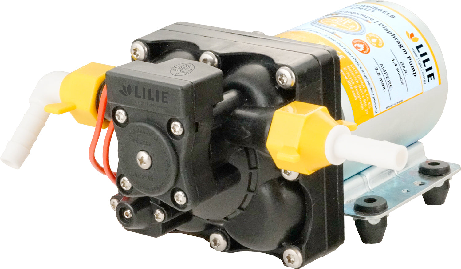 Membranvannpumpe Soft serie 12V 8 l/min 3 tappesteder - Lilie for stille og jevn vannforsyning