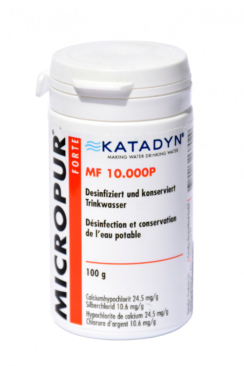 Micropur Forte MF 10000P vanndesinfeksjon pulver 100 g Katadyn forpakning