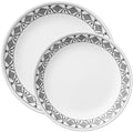 Middagstallerken Cusco i Vitrelle glass hvit og svart forfra