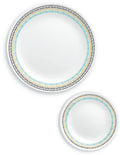 Middagstallerken Paloma i Vitrelle glass hvit fargerik forfra