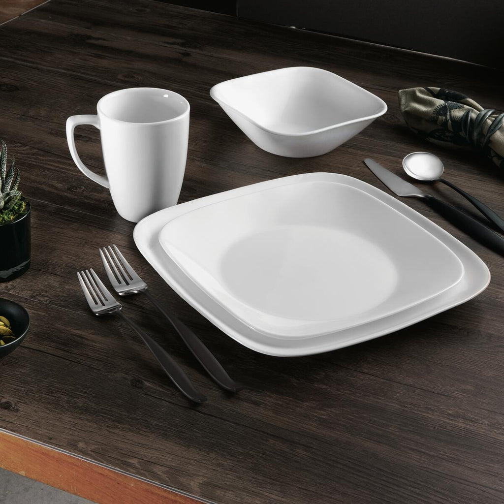Nærbilde av Middagstallerken Pure White i Vitrelle glass materiale
