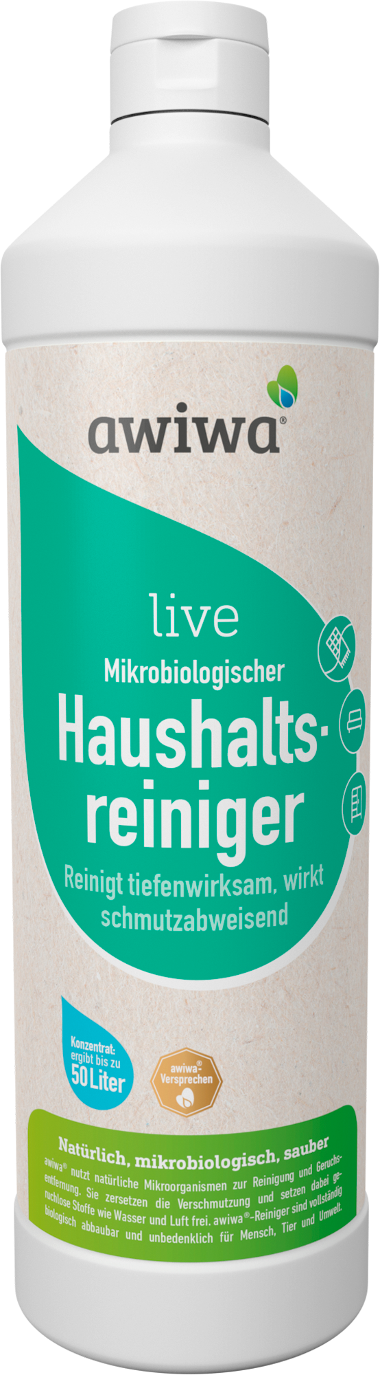 mikrobiologisk rengjøringsmiddel 1 liter, pH-nøytral - awiwa flaske