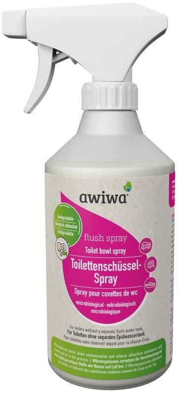 Mikrobiologisk toalettskålspray 500 ml - Awiwa Flush Spray flaske for campingtoalett