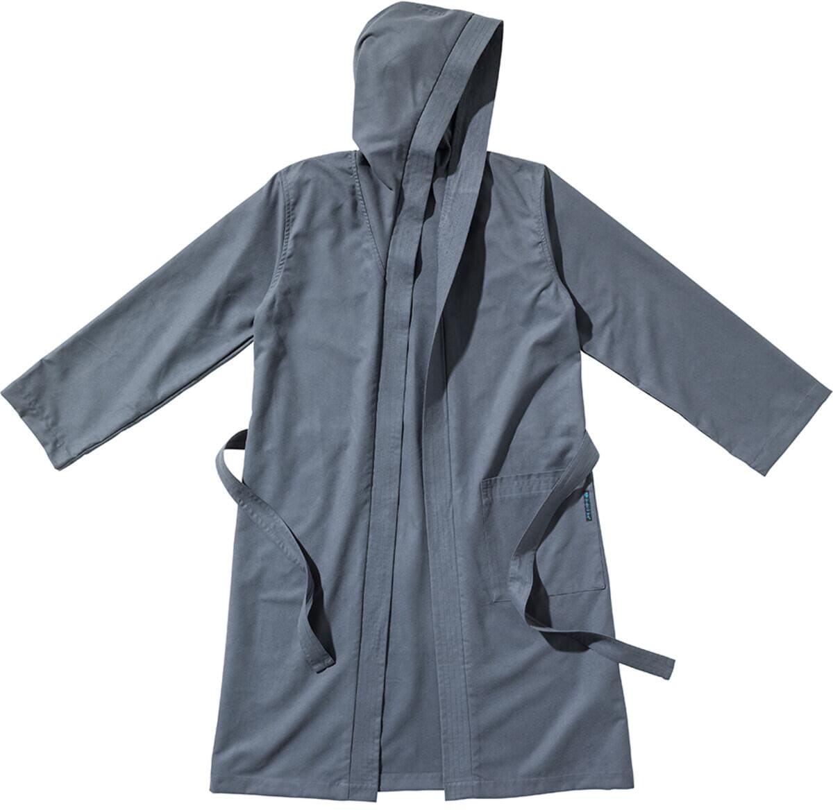 Mikrofiberbadekåpe ultralett med hette unisex grå fra Cocoon vist forfra