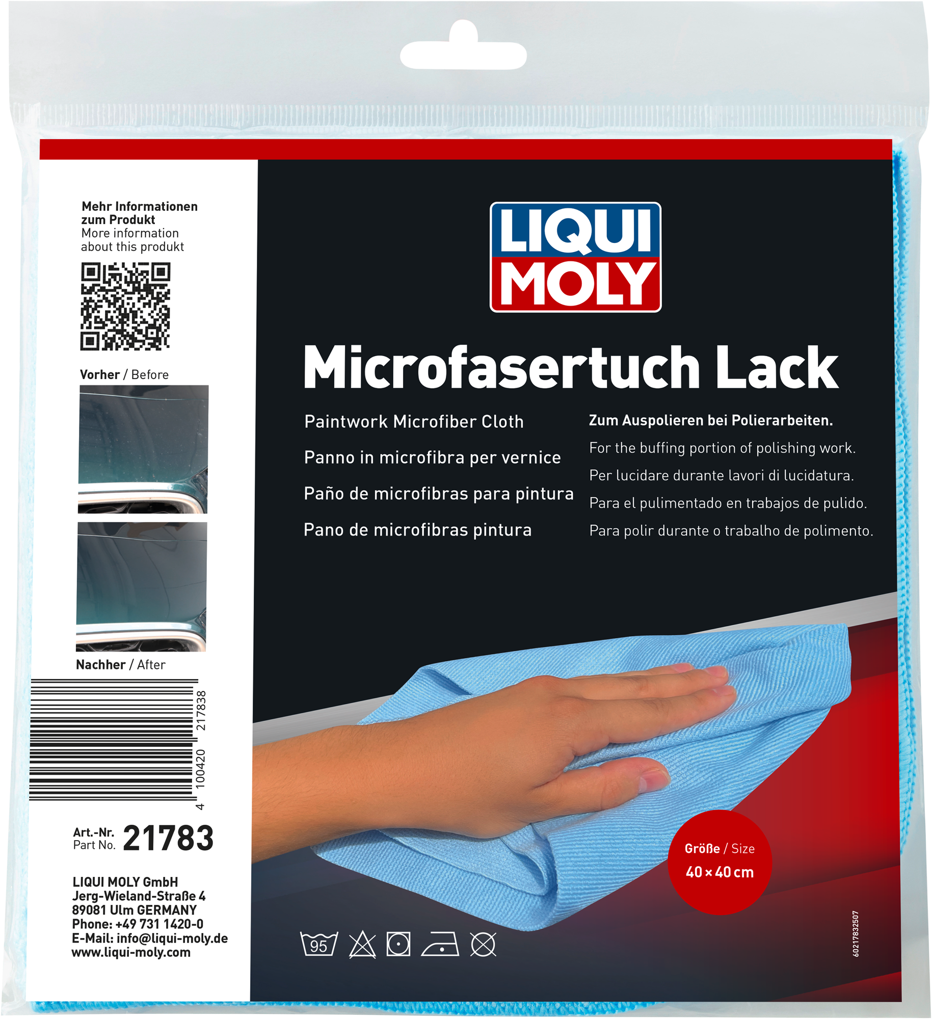 Mikrofiberklut for lakk 40 x 40 cm lyseblå - Liqui Moly for skånsom polering