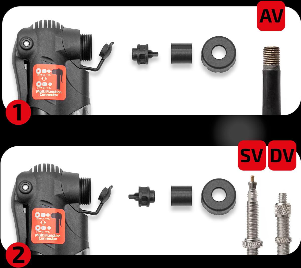 Mini håndpumpe for sykkel med manometer 8 bar 175 g - Heyner montert på sykkel