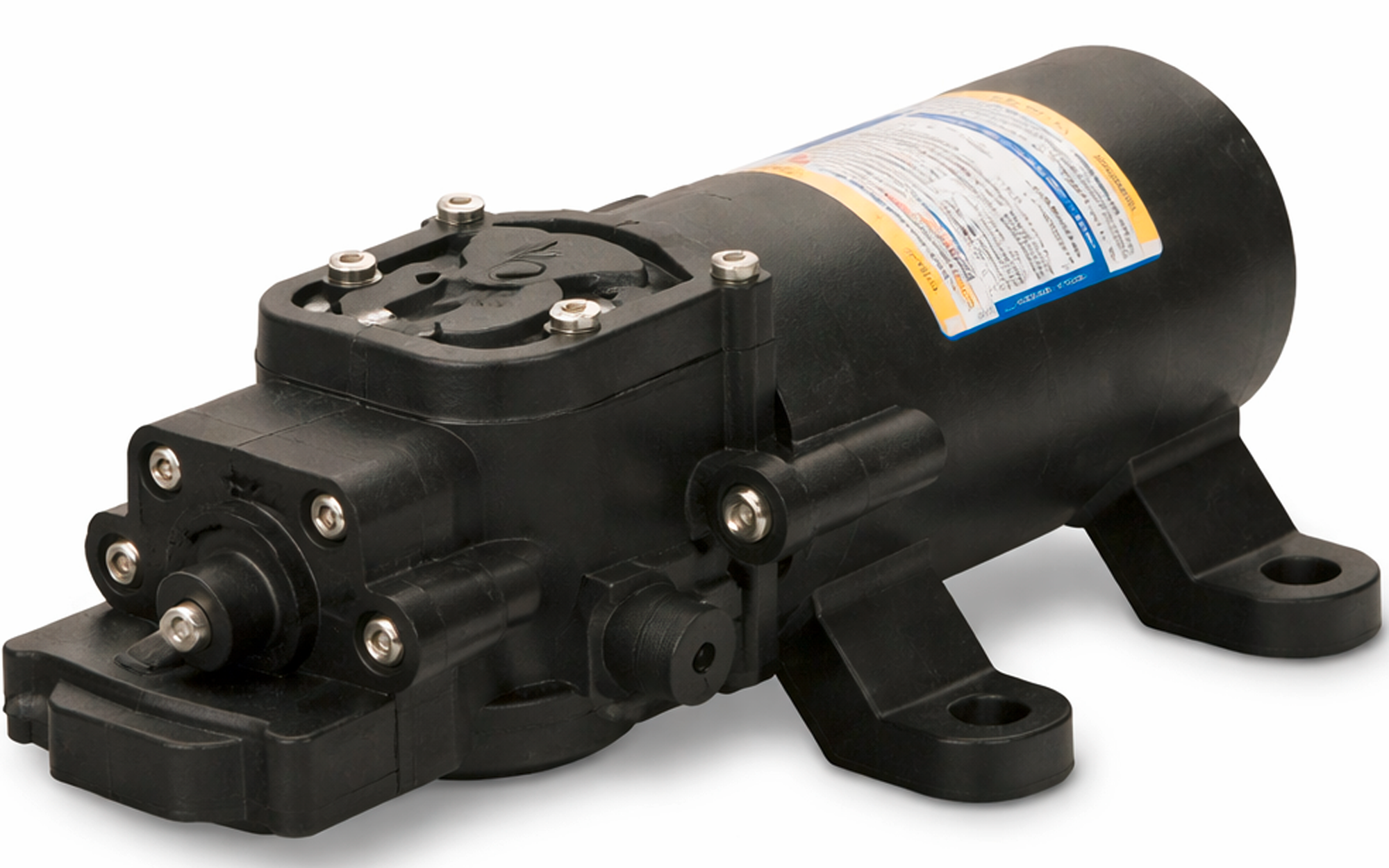 Mini membranvannpumpe 12V 2,8 bar 4 l/min kompakt - Lilie forfra