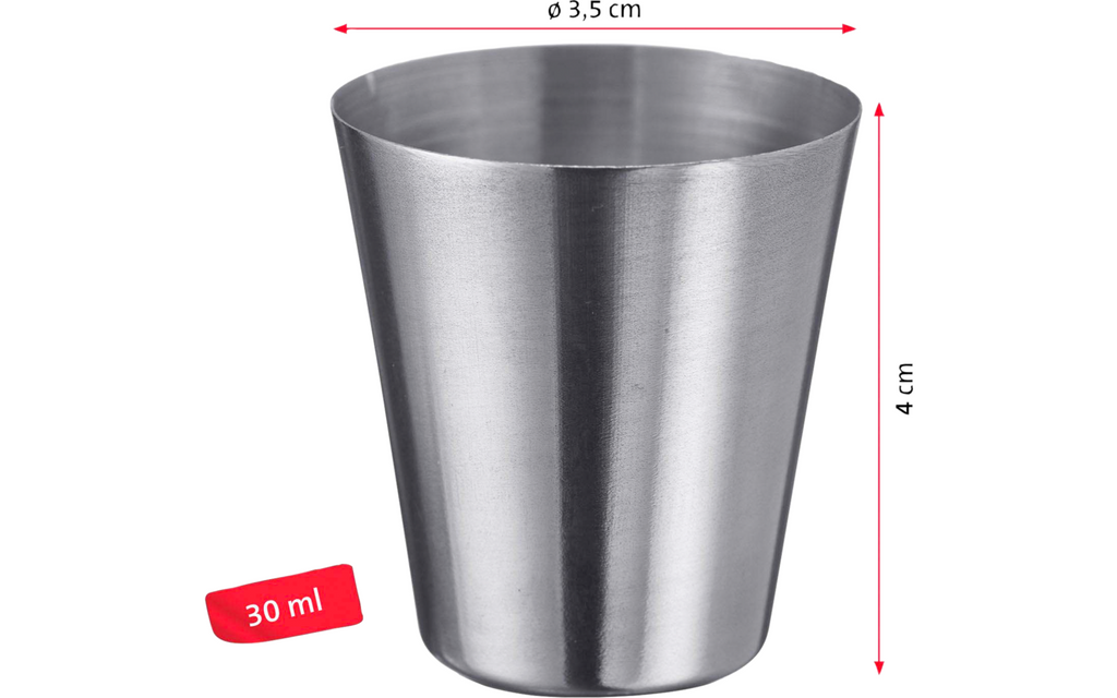 Minikopper Mendo 4 stk rustfritt stål 30 ml montert