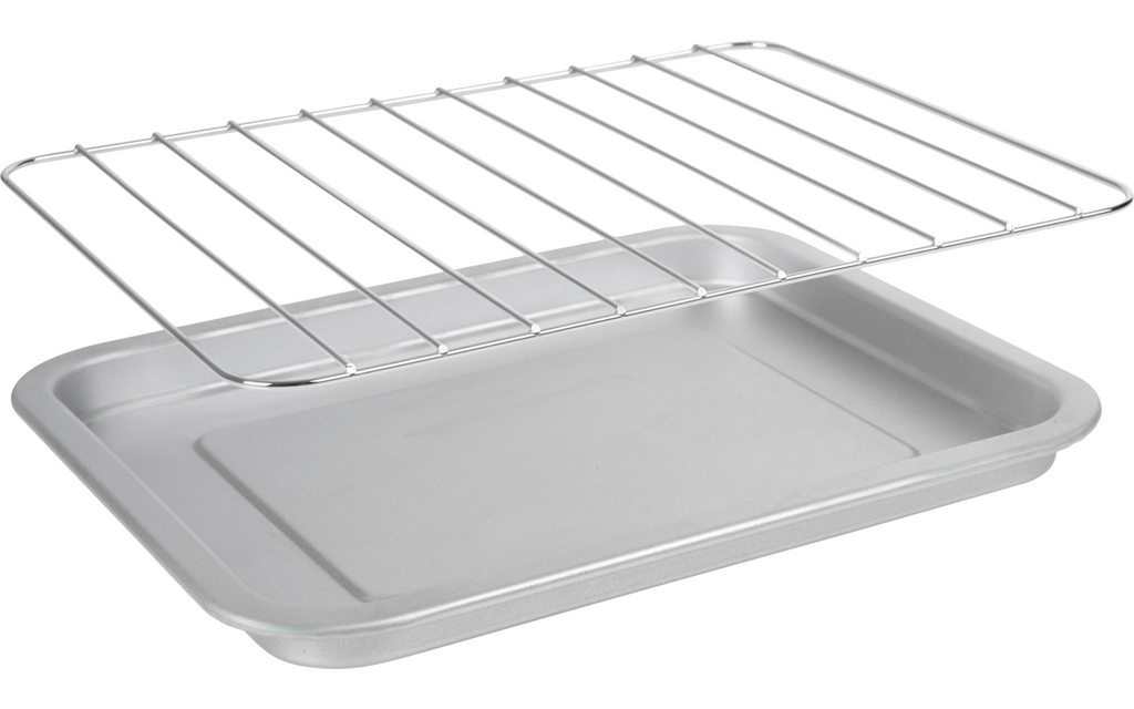 Miniovn 10 liter bordmodell for camping 800W svart med bakeplate og grillrist
