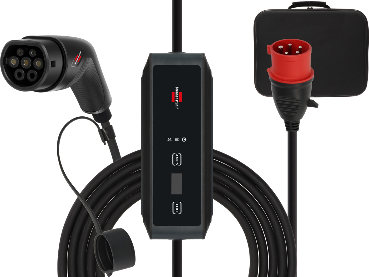Mobil EV-lader Typ 2 CEE 11 kW 8 m kabel med display forfra