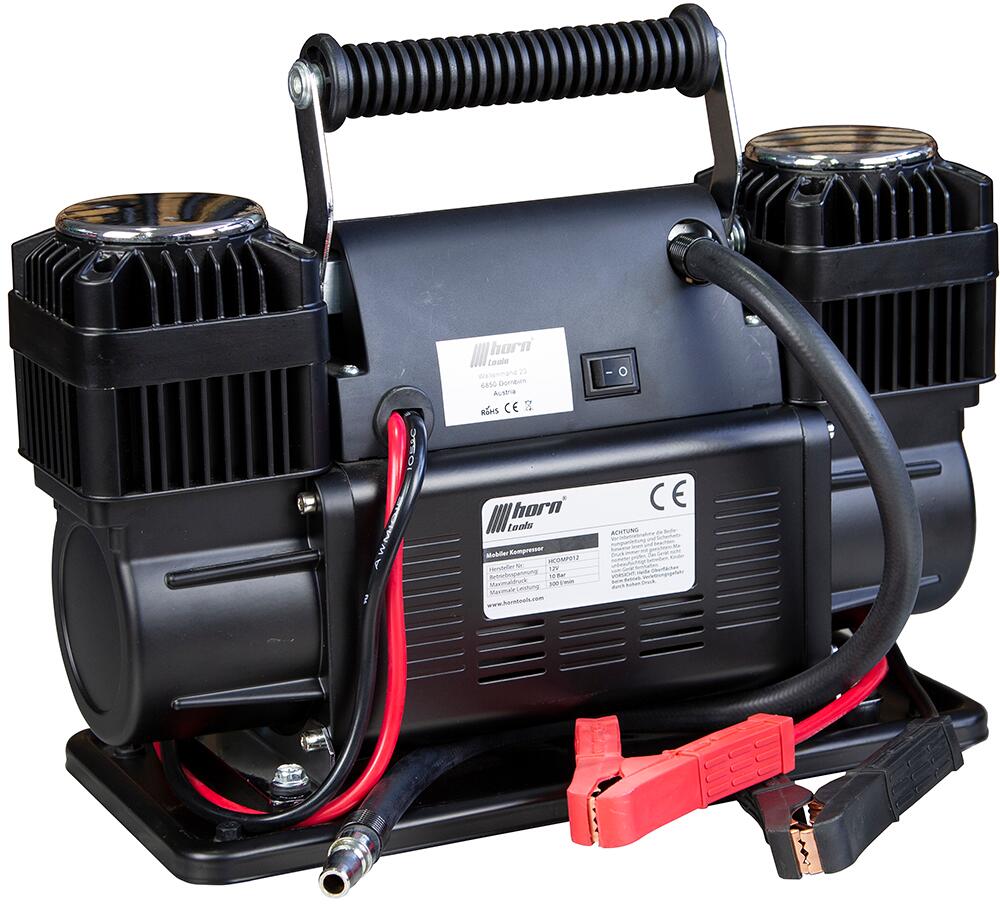Bakside av mobil kompressor Hercules I 12V 300 l/min 8 bar horntools