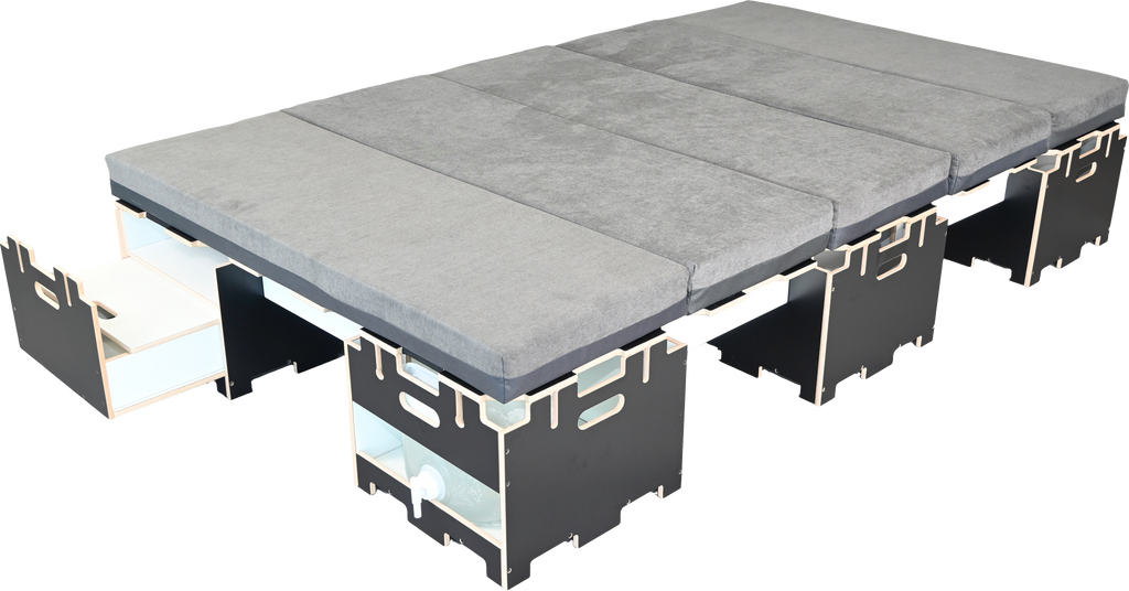 Modulær campingboks-sett Base Black M 120x200 cm forfra