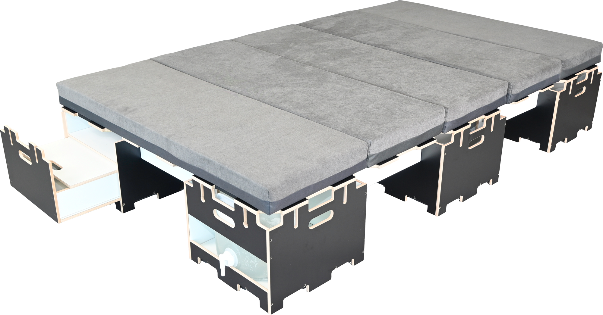Modulær campingboks-sett Base Black M 120x200 cm forfra