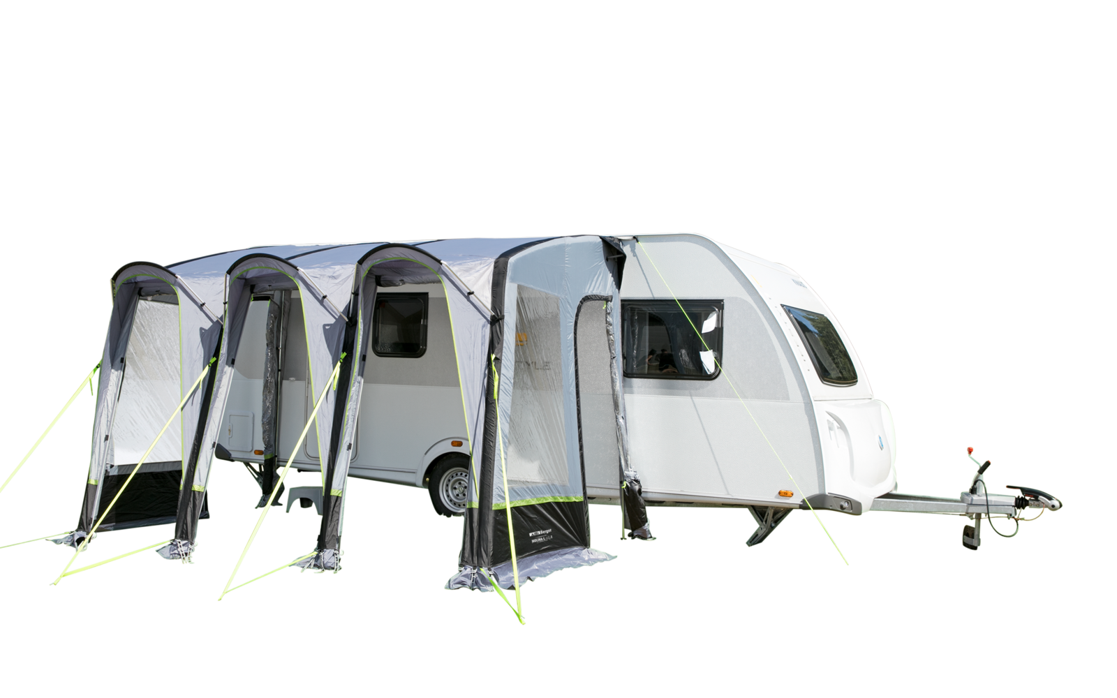 Molina Air Deluxe II oppblåsbart reisefortelt med sammenrullet inngang