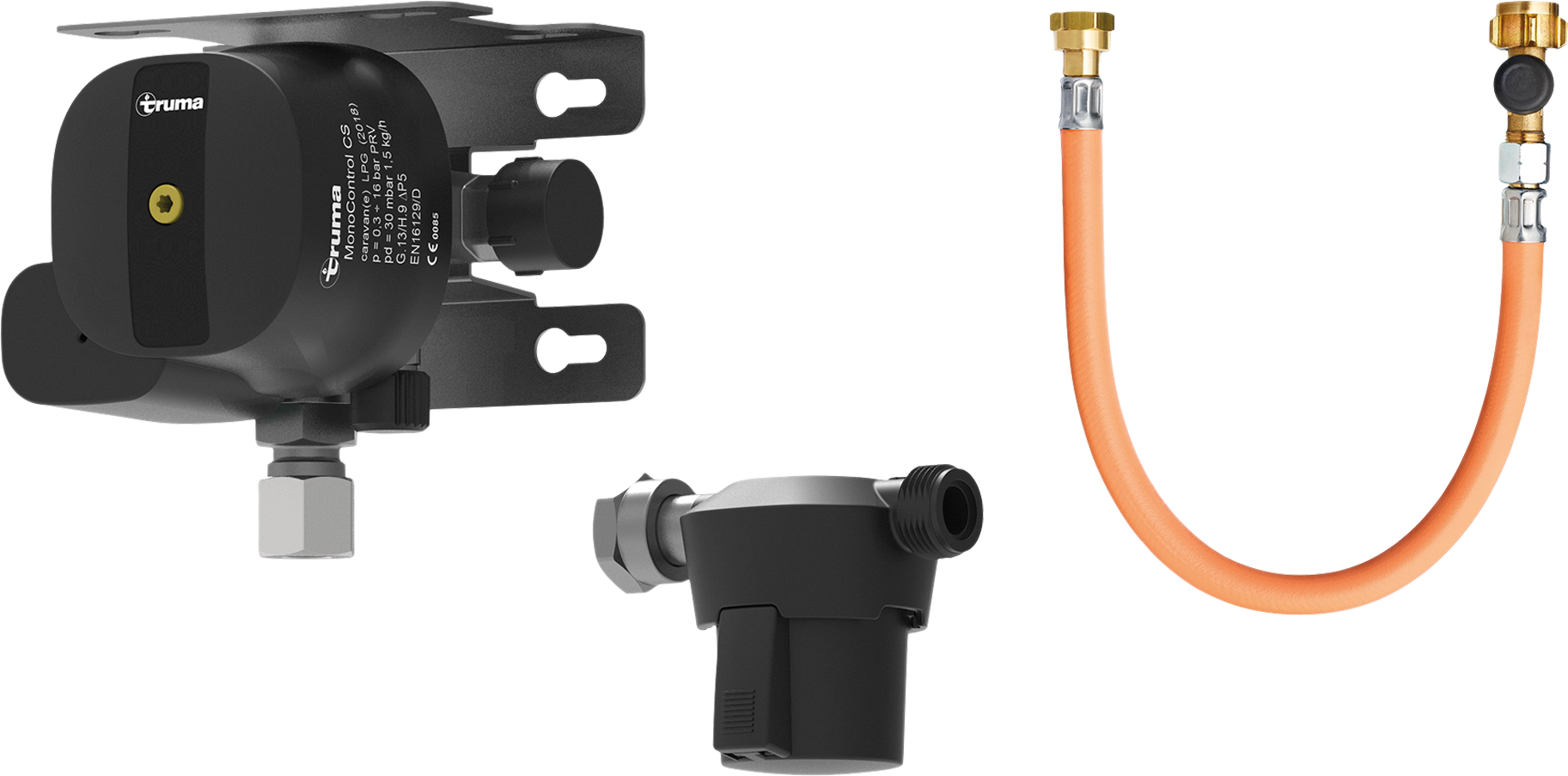 MonoControl CS gassregulator komplett sett med slange og filter Truma forfra