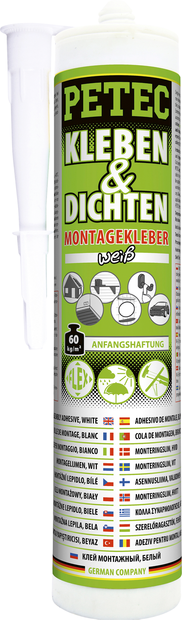 Monteringslim og tetningsmiddel hvit 290 ml - Petec på tube