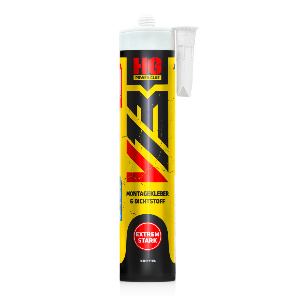 Monteringslim og tettemiddel V13 440 g hvit - HG Power Glue forfra