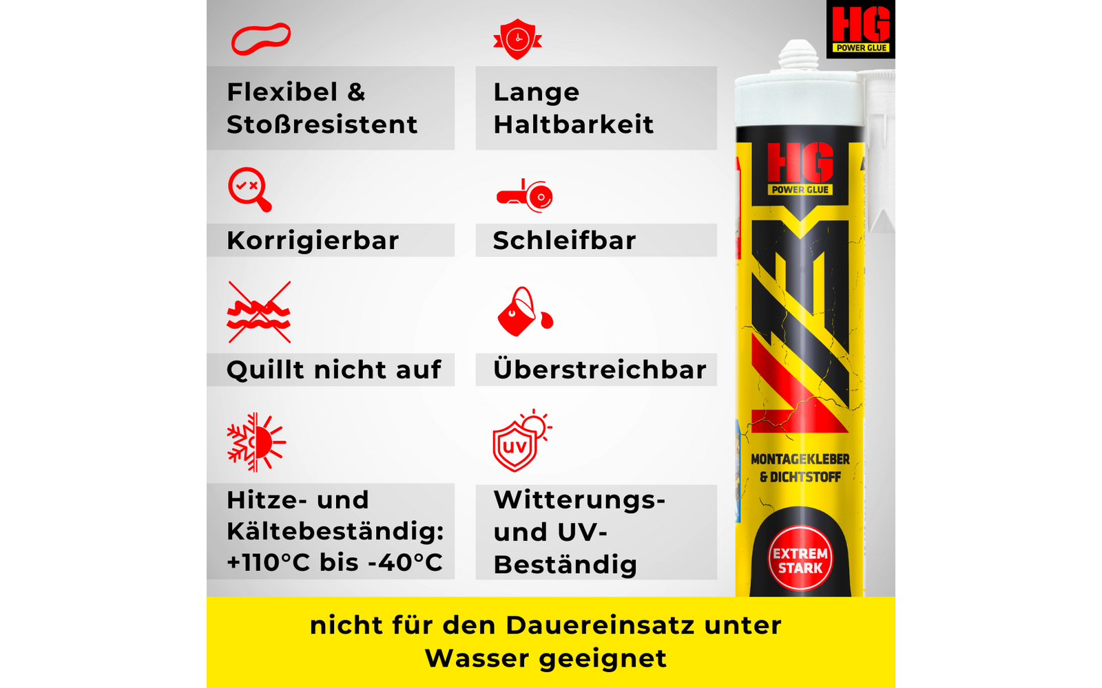 Monteringslim og tettemiddel V13 440 g hvit - HG Power Glue nærbilde av tekstur