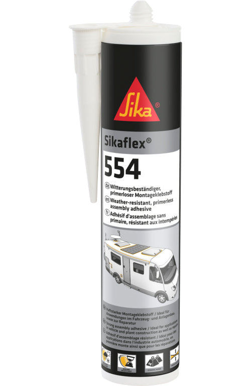 Monteringslim Sikaflex-554 STP 300 ml hvit for bobil i kartusje