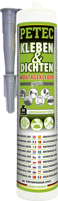 Monteringslim og tetningsmiddel grå 290 ml - Petec forside